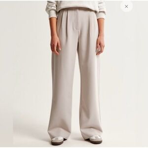 Abercrombie Fitch Wide Leg Pleated Trousers Pants‎ Light Beige Size 30 10
